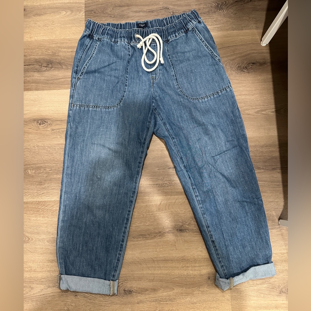 J. Crew Indigo Denim Drawstring Jeans